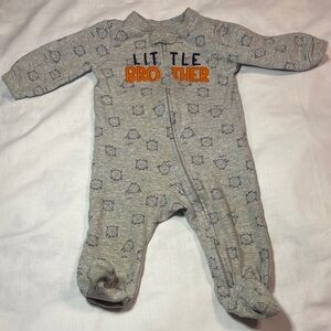 Carter's Little Brother Zip Footed Sleeper Gray Orange 6M Sleep & Play